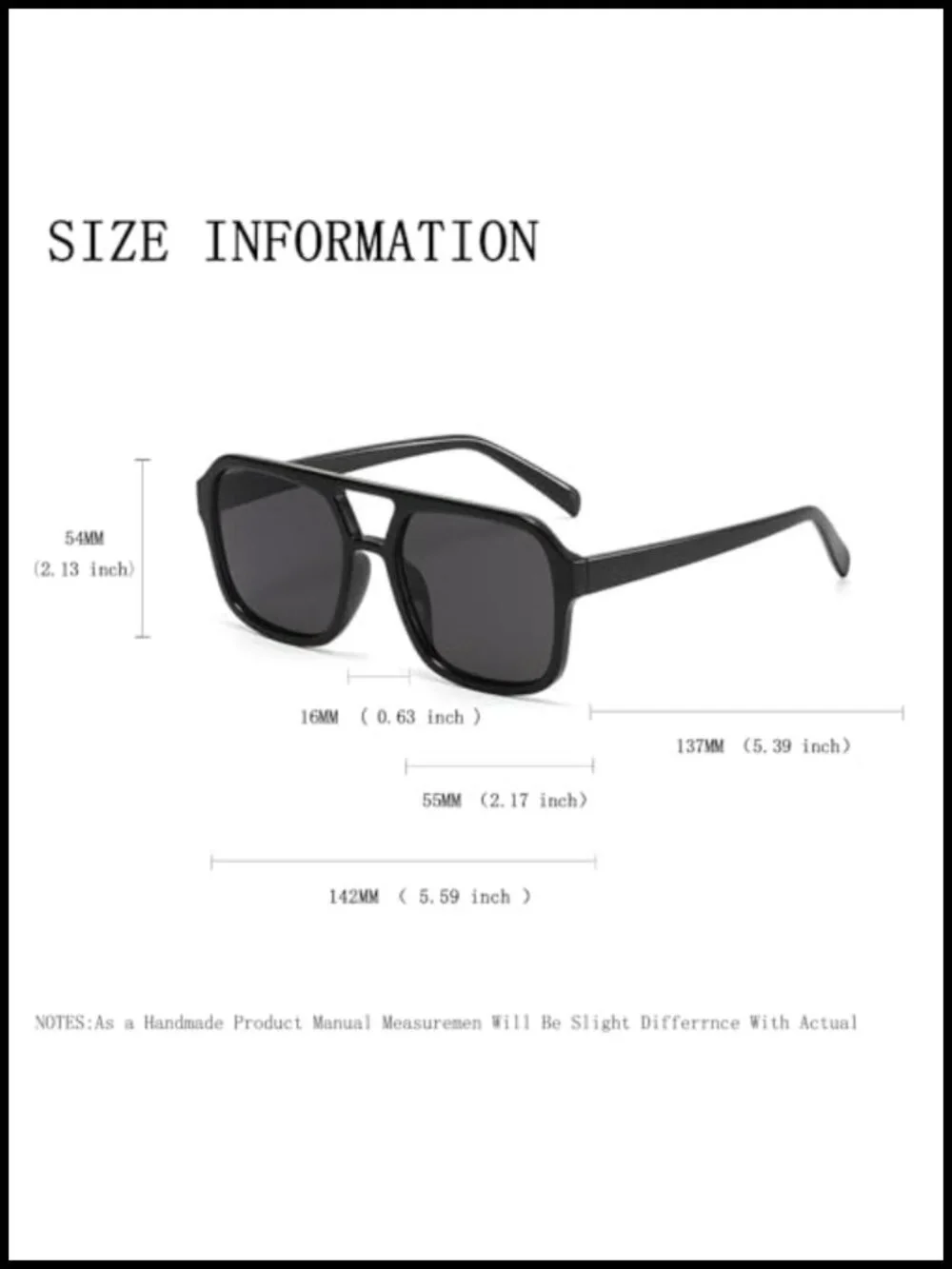 Retro Aviator Sunglasses UV400 Protection Double Bridge Square Frame